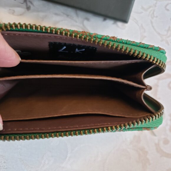 L. K. Berlin Genuine leather Green apple Python Snakeskin design card holder - Picture 5 of 8